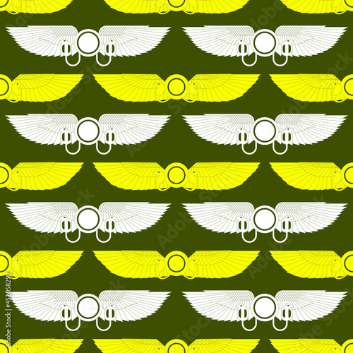 Seamless pattern with ancient egyptian symbol Winged sun for your project