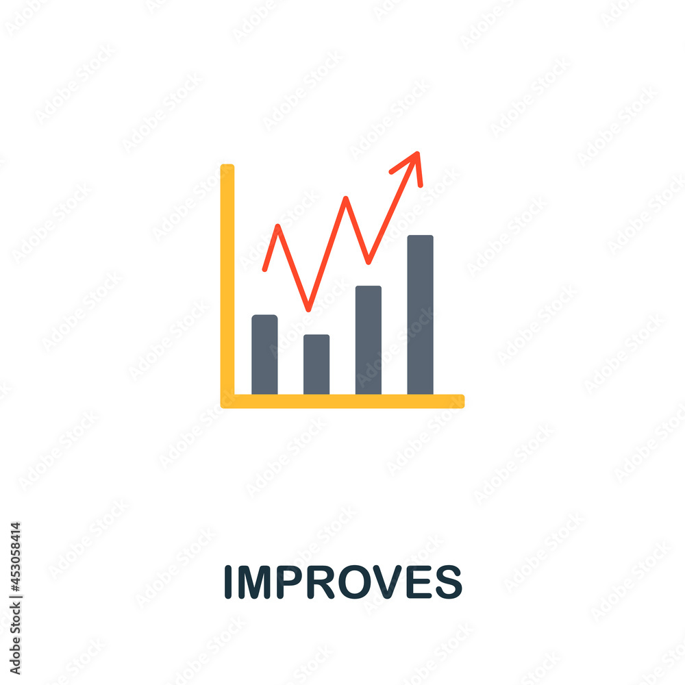 Improves flat icon. Colored sign from machine learning collection. Creative Improves icon illustration for web design, infographics and more Improves flat icon. Colored sign from machine learning collection. Creative Improves icon illustration for web design, infographics and more