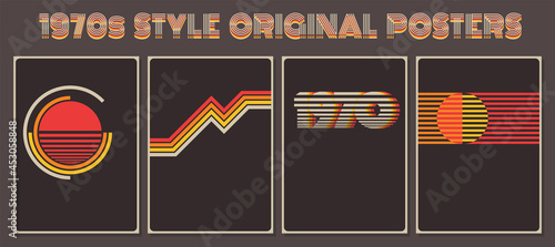 1970s Background set, Vintage Color Templates for 1970s Style Posters, Covers, Illustrations 