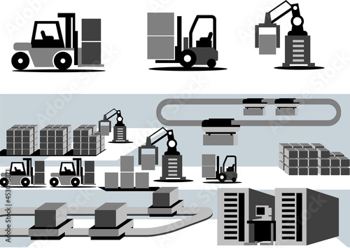 Factory and forklift