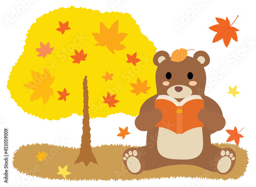 読書の秋に本を読む熊さん