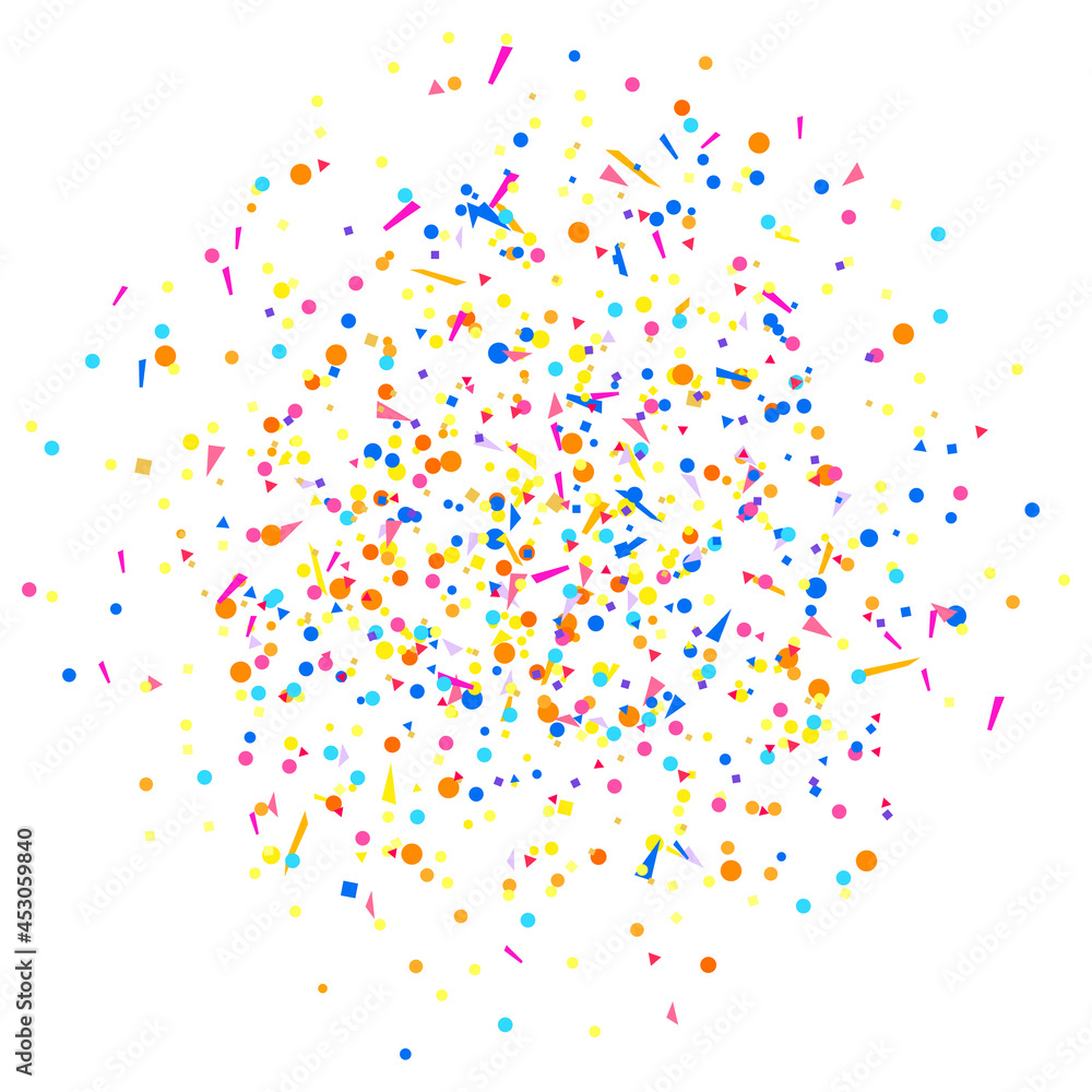 Multicolored confetti on white. Geometrical background with glitters. Pattern for design. Print for flayers, posters, banners and textiles. Greeting cards. Luxury texture Multicolored confetti on white. Geometrical background with glitters. Pattern for design. Print for flayers, posters, banners and textiles. Greeting cards. Luxury texture