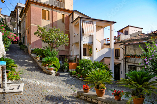 A characteristic street in Morolo, a medieval village in the province of Frosinone in Italy. photo