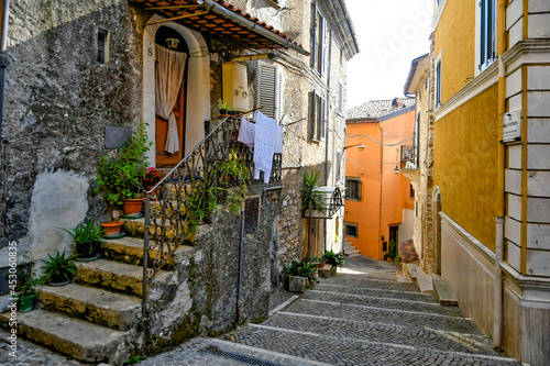 Fototapeta Naklejka Na Ścianę i Meble -  A characteristic street in Morolo, a medieval village in the province of Frosinone in Italy.