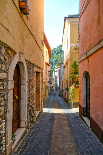 A characteristic street in Morolo  a medieval village in the province of Frosinone in Italy.