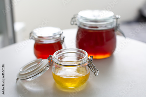 fresh natural honey in jars