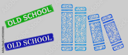 Bilde på lerret Carcass net books model, and Old School blue and green rectangular corroded stamps