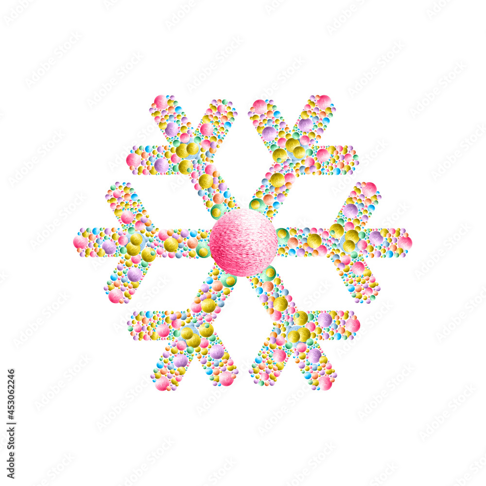 Multicolor snowflake isolated on white background