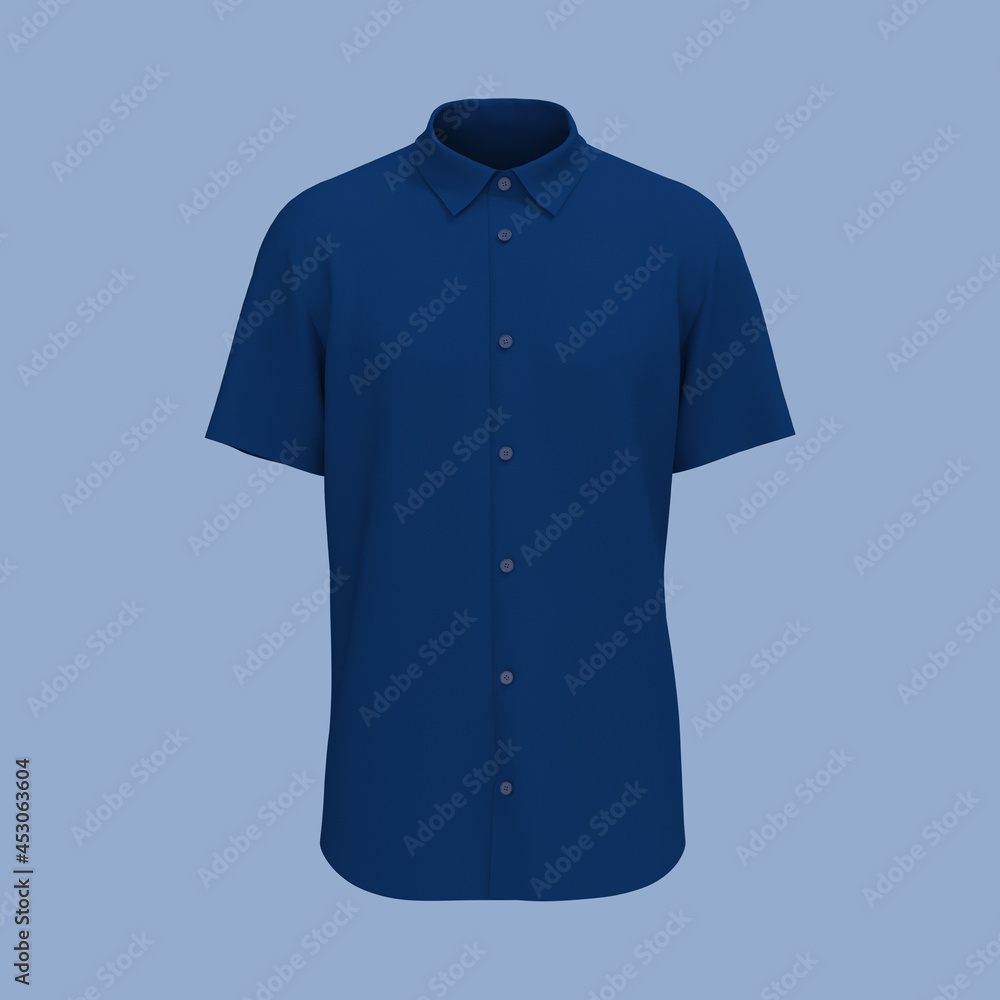 Shortsleeve collared shirt outfit for the office. 3d rendering, 3d illustration Stock