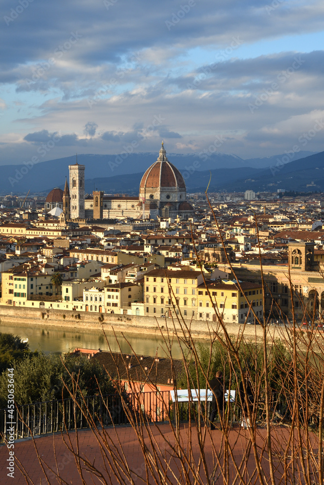 Fototapeta premium The Cathedral of Santa Maria del Fiore seen from Michelangelo square in Florence. Italy