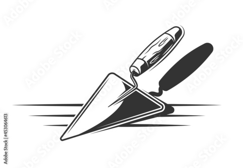 Trowel silhouette close up isolated on white background. Vector illustration