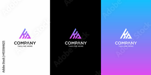 set of creative letter ka logo design template photo