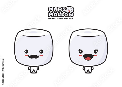 cute marshmallow mascot, cartoon character illustration
