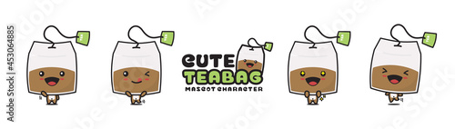 cute tea bag mascot character