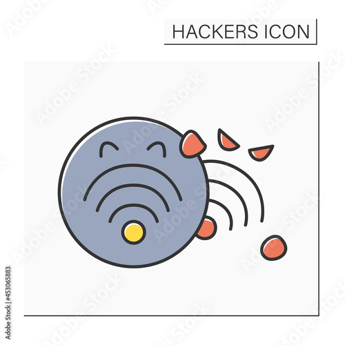 Fake WAP color icon. Fake public wifi hotspot. Man in the middle hacker attack, personal and financial data sniffing and safe internet browsing concept.Isolated vector illustration