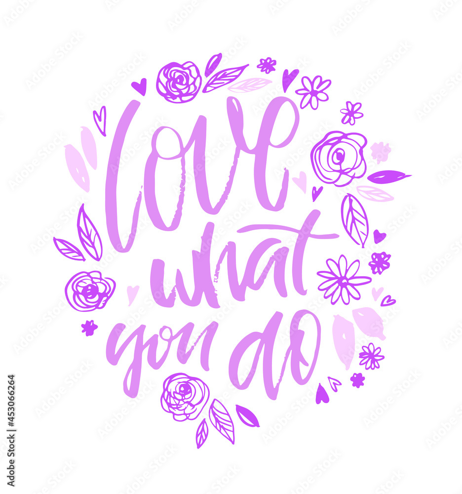 Love you. Hand drawn lettering composition, typography poster for Valentines Day, cards, prints. Vector illustration