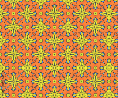 Hintergrund, Muster Blüte orange, Stern gelb