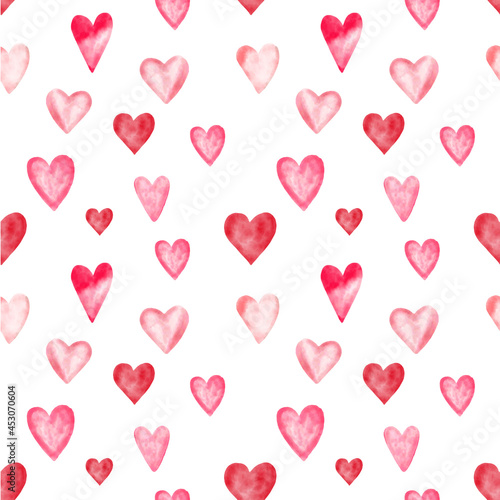 Pattern with red hearts, Valentines day illustration