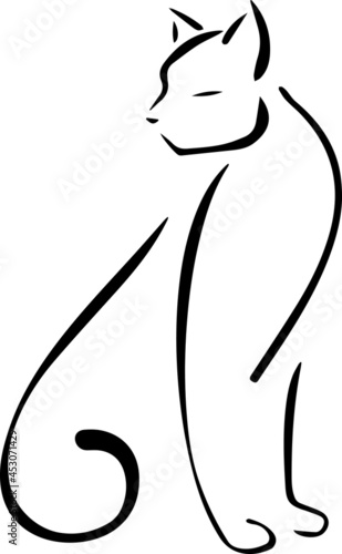 Cat simple line art vector tattoo illustration. Vector Logo Design for business and Company. 