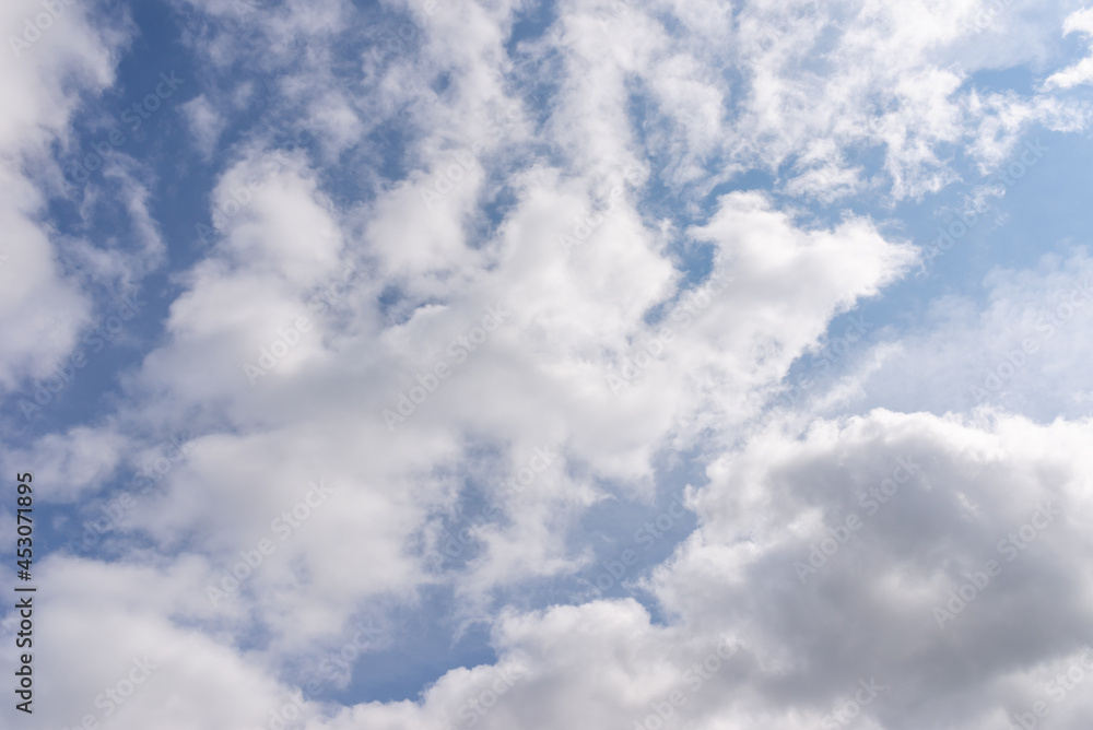Fototapeta premium blue sky with cloud closeup.Blue sky background with white clouds.Summer day.