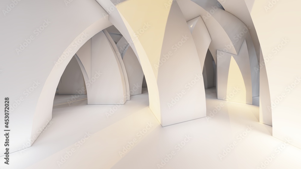 Abstract architecture background white arched interior 3d render Abstract architecture background white arched interior 3d render