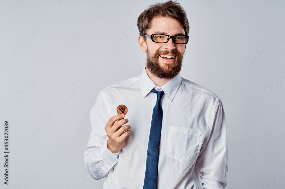business man cryptocurrency bitcoin gold coin financial electronic wallet business man cryptocurrency bitcoin gold coin financial electronic wallet