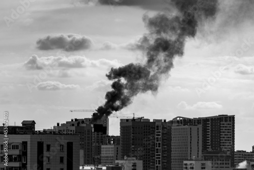 Fire at the construction site of a high-rise residential building.