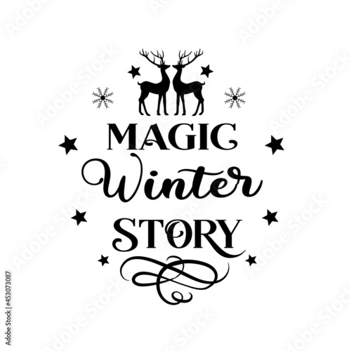 Magic Winter Story. Christmas Ornament Vector Illustration. New Year Holiday Design.