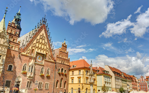 Wroclaw landmark  historical Rynek square  HDR Image