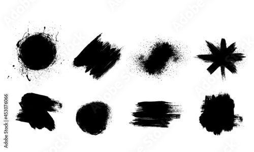 Set of black paint  ink brush strokes  brushes  lines. Vector set black ink brush stroke. Dirty artistic design elements  boxes  frames.