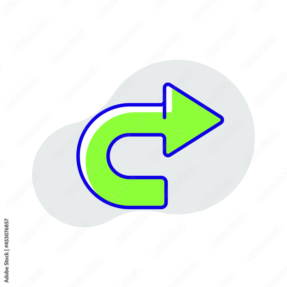 Turn sign RBG color icon. Arrows. Thin line vector illustration. Turn sign RBG color icon. Arrows. Thin line vector illustration.