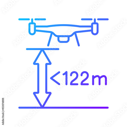 Max flight height gradient linear vector manual label icon. Altitude limit for drone. Thin line color symbol. Modern style pictogram. Vector isolated outline drawing for product use instructions