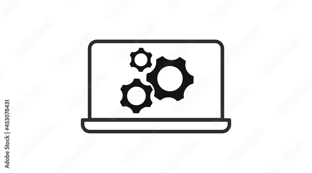 Laptop and Wheels Icon. Vector isolated editable illustration Laptop and Wheels Icon. Vector isolated editable illustration