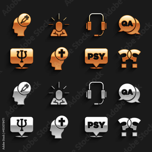 Set Man graves funeral sorrow, Question and Answer, mark, Psychology, Psi, Psychologist online, Addiction to the drug and Depression icon. Vector