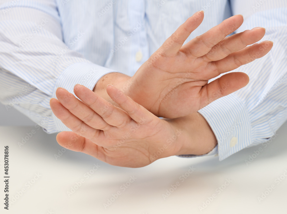 two female hands show no gesture two female hands show no gesture