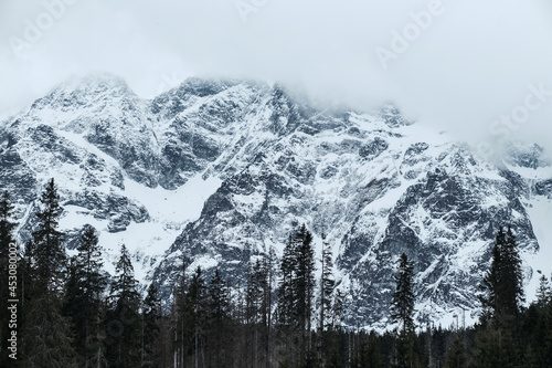Scenery High Tatras view in the winter. Mountains covered by clouds. © peter gueth