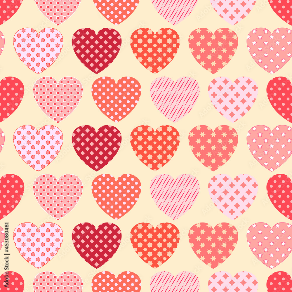 Seamless pattern with cute trendy hearts. Good for any project. Seamless pattern with cute trendy hearts. Good for any project.