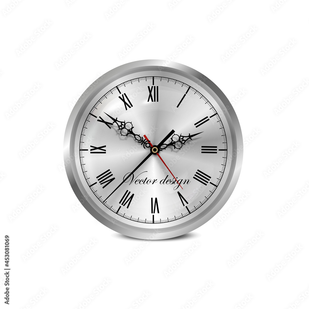 Vector 3d Realistic Grey Silver, Steel Wall Office Clock Icon Set Isolated. Metal Dial. Design Template of Wall Clock Closeup. Mock-up for Branding and Advertise. Top, Front View Vector 3d Realistic Grey Silver, Steel Wall Office Clock Icon Set Isolated. Metal Dial. Design Template of Wall Clock Closeup. Mock-up for Branding and Advertise. Top, Front View