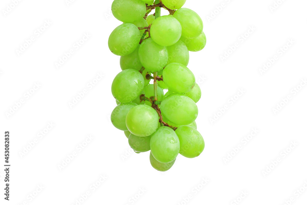 Green grapes close-up isolated on a white background Green grapes close-up isolated on a white background