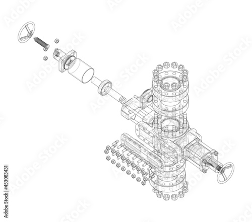 Blowout preventer. Vector rendering of 3d
