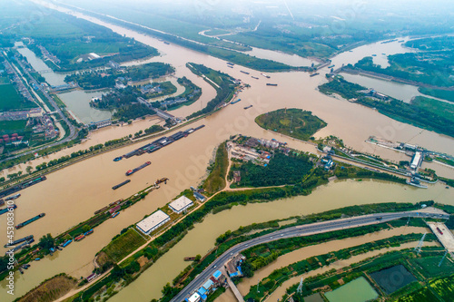 The Beijing-Hangzhou Grand Canal in Huaian city, Jiangsu Province, China has been busy since the outbreak was lifted