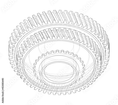 Gear wheel. Vector rendering of 3d