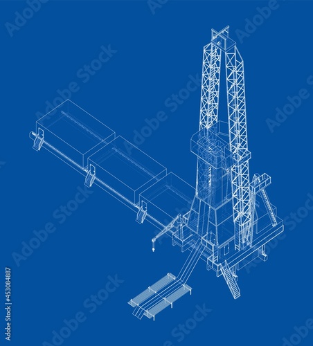 Oil rig. Orthography vector