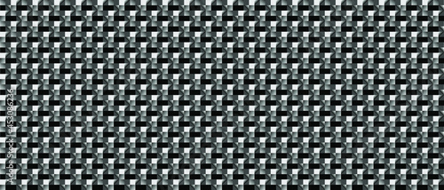 Dark black Carbon fiber Geometric grid background. Modern dark abstract vector square texture.