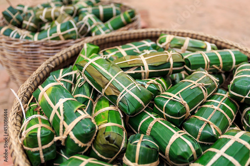 Banana leaf wrapped food from Asia
