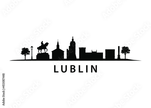 Lublin european city in Poland  buildings  streets  old town and landmarks  polish architecture  panorama landscape skyline flat vector graphic