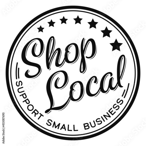 Shop local icon badge - support small business - retail shopping- online shopping - e-commerce graphics - Main Street businesses - mom and pop shops