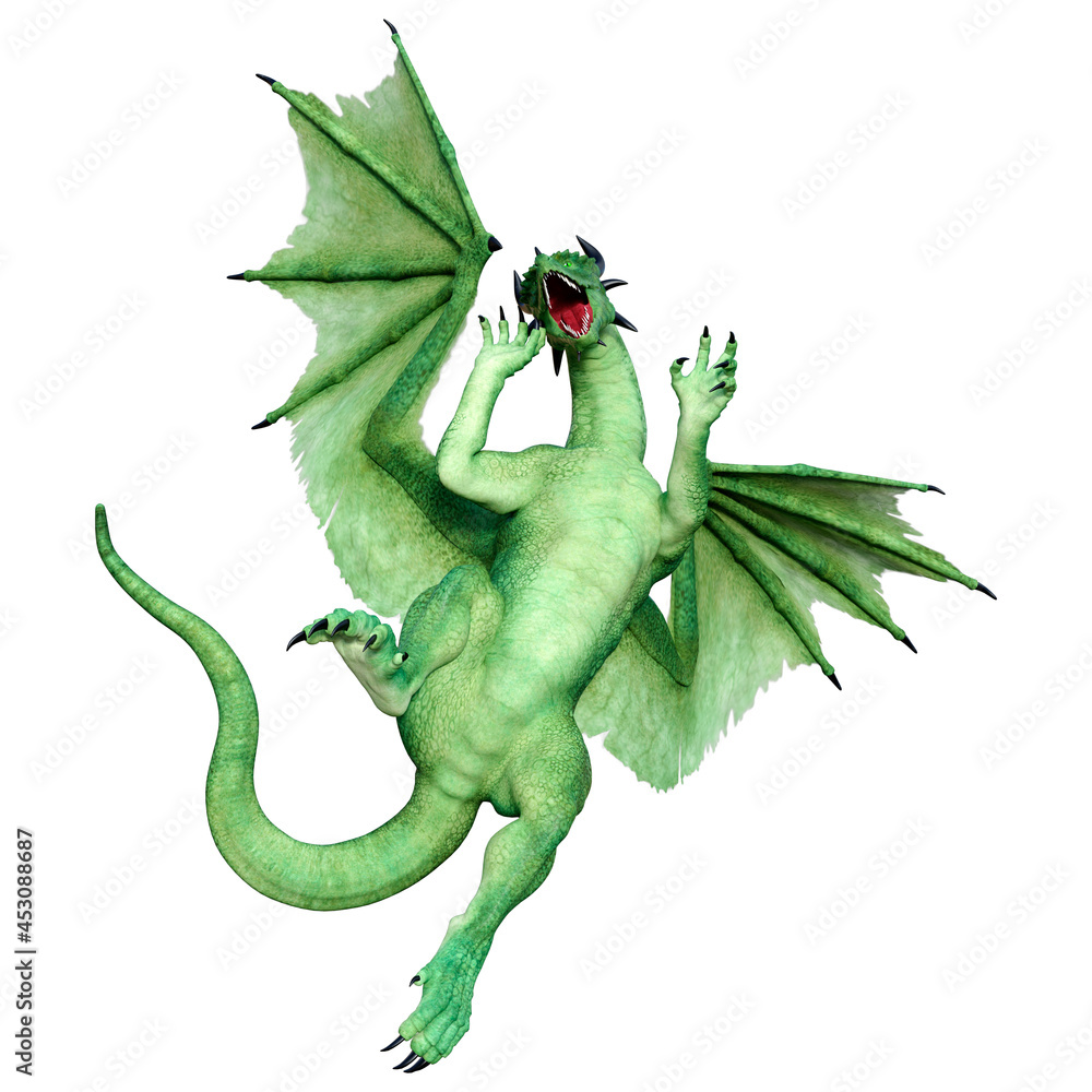 Fototapeta premium 3D Rendering Fairy Tale Dragon on White
