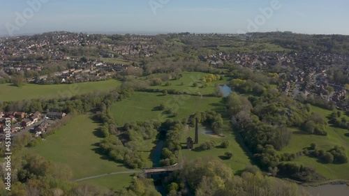 West Midlands aerial view of Dudley UK with nature reserve and housing photo