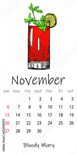 Wall calendar. 2022 Yearly Planner with November. Good organizer and schedule. Stock vector illustration.